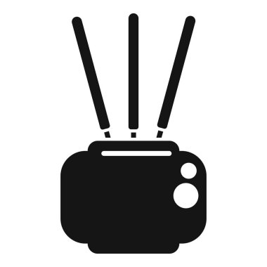 Güçlü bir internet bağlantısı sağlayan bir yönlendiricinin siyah kabartma simgesi