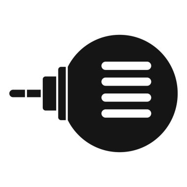 Beyaz arkaplanda izole edilmiş basit biçimli ses kriko simgesine sahip küçük yuvarlak mikrofon