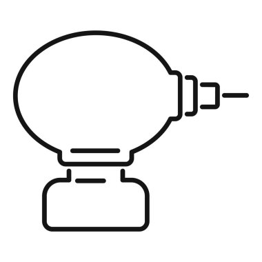 Nefes alma terapisinde kullanılan oksijen maskesinin basit çizgi simgesi