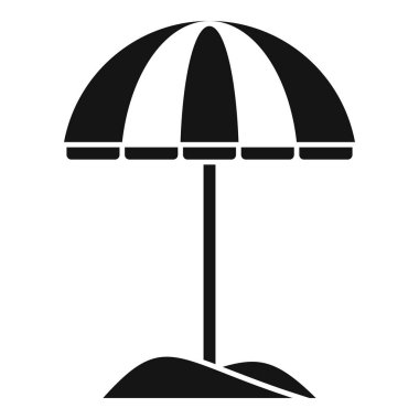 Sade siyah beyaz bir plaj şemsiyesi ikonu gölge sağlıyor