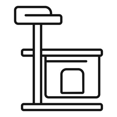 Kedi ağacı mobilyalarının çizgi çizimi, kedilerin oynaması ve dinlenmesi için eğlenceli ve uyarıcı bir ortam sunuyor.