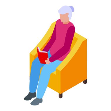 Yaşlı bir kadın emekliliğinin tadını çıkarıyor kitap okurken rahat bir sandalyede dinleniyor.