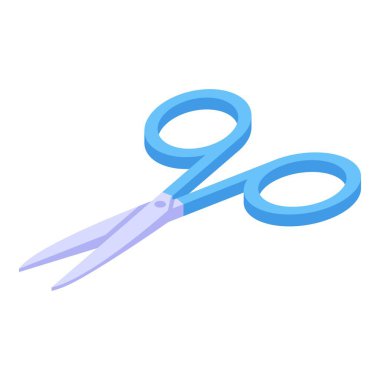 Mavi tırnak makası izometrik bir resimde açık duruyor.