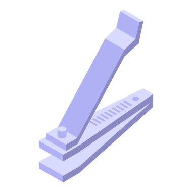 Bu izometrik ikon, keskin kenarlarını gösteren çelik tırnak makasını açık bırakıyor.