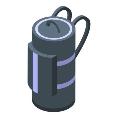 Sıcak içecekler için modern termos beyaz arka planda duruyor, turizm için içecek konteynırı