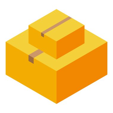 İzometrik bir illüstrasyonda teslimatı, nakliyatı ve lojistiği temsil eden iki karton kutu.