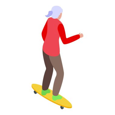 Yaşlı kadın uzun bir sörf tahtasına biniyor ve emekliliğinin tadını çıkarıyor.