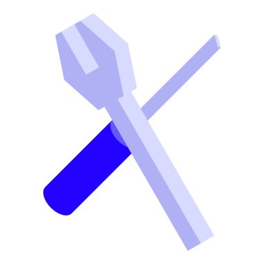 Tornavidayla kesişen İngiliz anahtarının 3 boyutlu çizimi, inşaat ve onarım işlerini sembolize ediyor.