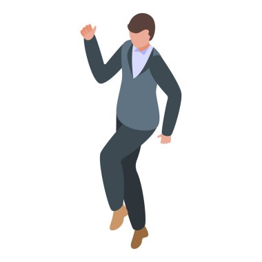 İş adamı neşeyle dans eder, başarıyı kutlar ya da özgürlüğün tadını çıkarır.