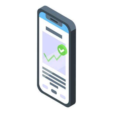 Akıllı telefon yeşil işaretli başarılı bir mali işlemi gösteriyor. Bu da güvenli ve tamamlanmış bir ödemeyi gösteriyor.