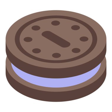 Isometrik ikonlu çikolatalı sandviç kurabiyesi, çay ya da kahve molası için lezzetli tatlı.