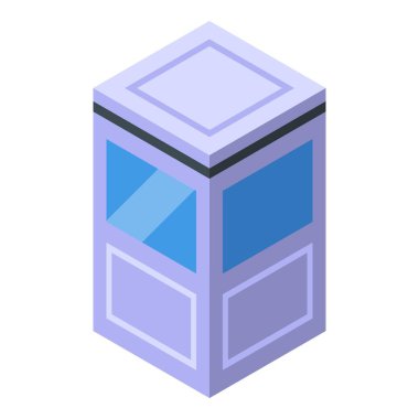 Yasak bölgelere erişimi kontrol etmek için modern bir güvenlik noktasını temsil eden Isometric binası