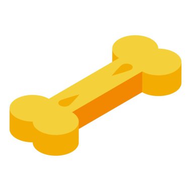 Beyaz arka planda yalnız yatan köpek için büyük sarı karikatür kemiği.