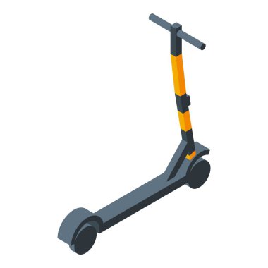 Modern elektrikli scooter izometrik görüntüde duruyor, çevre dostu ulaşım kavramı