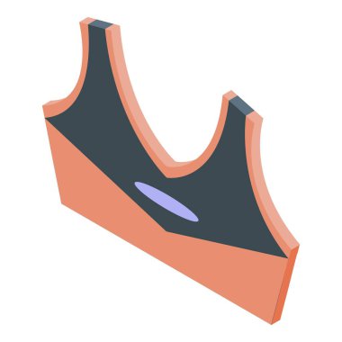 Bu izometrik simge, bir spor sutyeni kapağını, aktif giyimin tasarımını ve tarzını vurguluyor