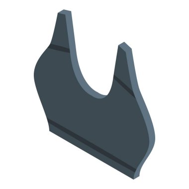 Koyu mavi spor sütyen üst izometrik simge çalıştırma veya yoga için aktif giyim gösteriyor