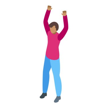 Genç adam sevinç ve heyecanı ifade etmek için kollarını kaldırıyor.