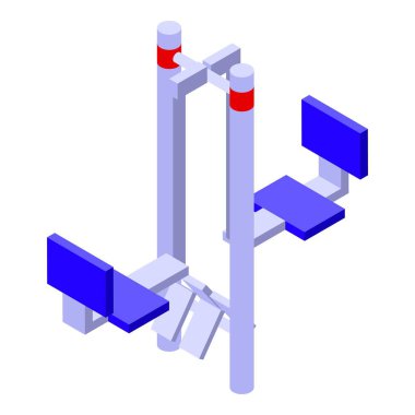 Vücut geliştirme eğitimi için çift katlı çekme makinesi, beyaz arka planda izole edilmiş