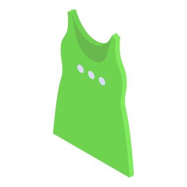 Düğmeli yeşil kolsuz gömlek, izometrik görünüm