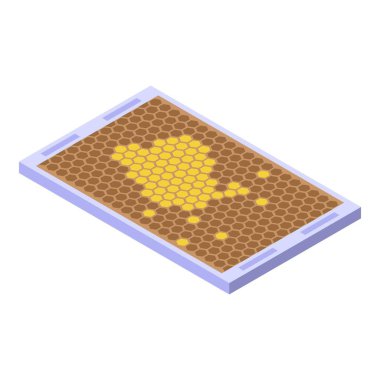 Eşkenar görünümde bal damlayan ikonu olan bal peteği çerçevesi arıcılık ve apikülü temsil ediyor