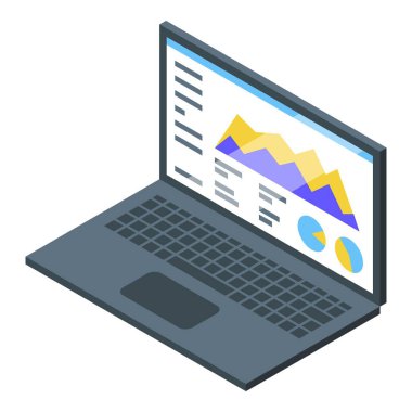 Finansal veri ve grafikleri gösteren, iş analizlerini ve pazar eğilimlerini gösteren dizüstü bilgisayar