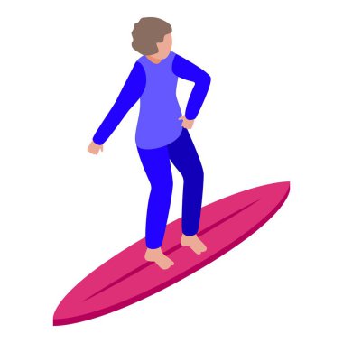 Genç kadın sörfçü sörf tahtasında dengede duruyor, dalgalarda sörf yapmanın heyecanını yaşıyor.