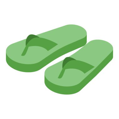 Bir çift yeşil parmak arası terlik yaz tatili konseptini temsil ediyor.