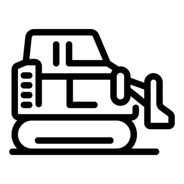 İnşaat alanında toprağı hareket ettiren bir kazıcının temiz ve basit çizgi resim simgesi