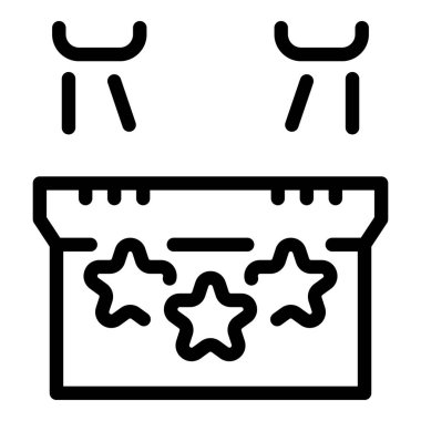 Sahne, eğlence sektöründeki başarı ve başarıyı simgeleyen üç yıldızın üzerindeki spot ışıklarıyla aydınlatılıyor.