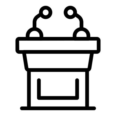 Podyum tribününün basit bir simgesi mikrofonlu bir konuşma, konferans ve konuşma yapmayı temsil ediyor.