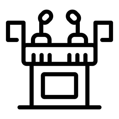 Siyasi tartışma sahnesini temsil eden basit bir çizgi simgesi, siyasi söylemi sembolize etmek için mükemmel.