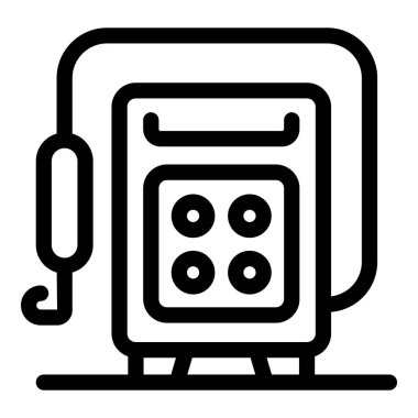 Robot kolu çalıştırmak için düğmeleri olan bir elektrik kontrol panelinin satır simgesi