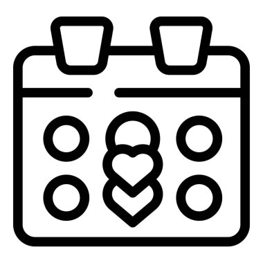 Takvim, sevgililer günü için iki kalple romantik bir randevu gösteriyor. Aşk ve ilişki kavramları için mükemmel.