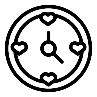 Saatin yüzü, saati gösteren kalplerle aşkın zamanının geldiğini gösteriyor.