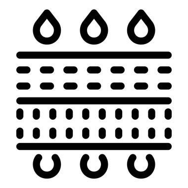 İçinden su damlaları geçen solunabilir madde katmanları su geçirmez ve nem sızdırmaz özellikler sağlar.