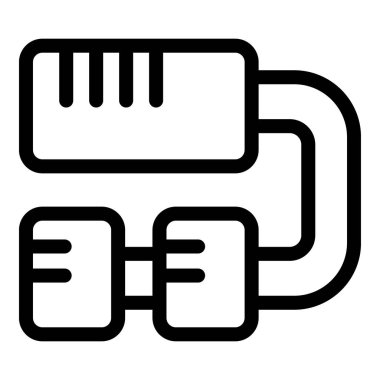 Bir sunucunun kabloyla iki sabit diske bağlanan ve veri depolama ve erişimi temsil eden basit simgesi