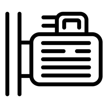 Daha havalı fan soğutma sistemine sahip elektrikli motor motoru, basit siyah beyaz çizgi resim simgesi