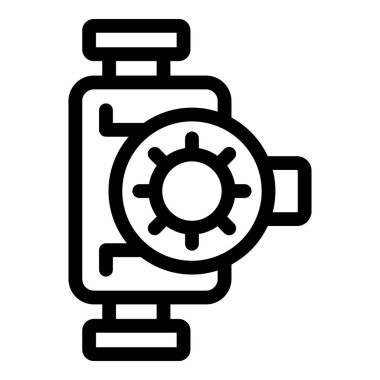 Tesisat kontrol sistemini temsil eden bir su pompasının siyah ana hatlı simgesi