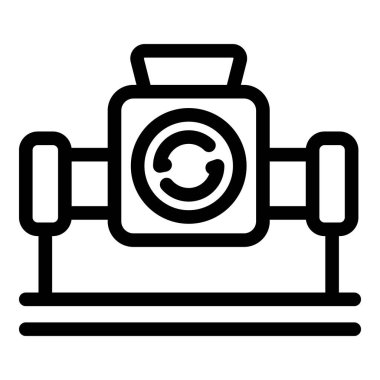 Su pompası ikonu, sıvı transferi ve sürekli akışı sağlamak için boruları kullanarak, tekrarlama sistemini temsil eden bir ikon