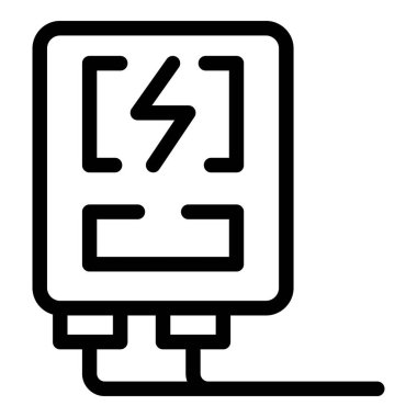 Elektrik sayacını temsil eden ve elektrik tüketimini ölçen siyah ana hat simgesi