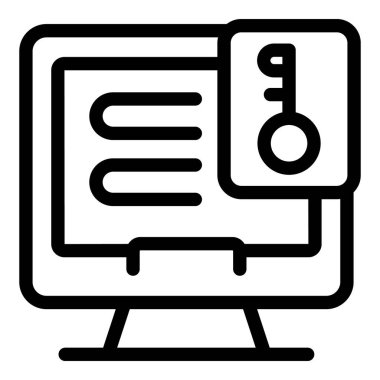 Güvenli veri erişimi ve şifrelemeyi temsil eden, anahtar sembollü metin satırlarını gösteren bilgisayar