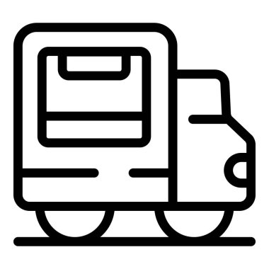 Bir teslimat kamyonunun çizim simgesi içinde bir paketle yolda ilerliyor.