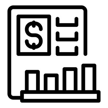 Büyüyen çubuk grafiği ve dolar işaretini gösteren bir mali raporun çizgi resim simgesi