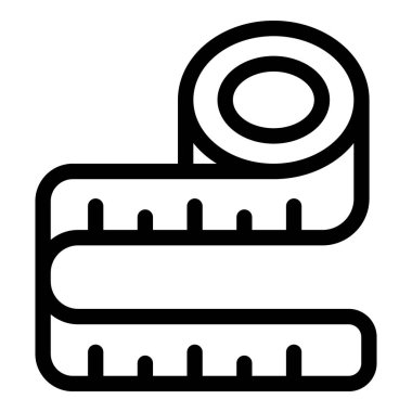 Bir ölçüm bandının siyah özet simgesi, genellikle doğru ölçümler için terzilik, dikiş ve diy projelerinde kullanılır.