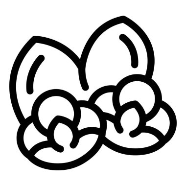 Macadamia fındıklarının basit çizimi hala kabukta, sağlıklı atıştırmalıkları ve tarifleri temsil etmek için mükemmel.