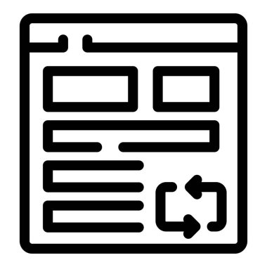 İki dönen okla yenilenen bir web sitesi sayfasının siyah özet simgesi