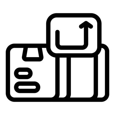 Üzerinde ok işareti olan bir karton kutuyu temsil eden basit bir dağıtım simgesi