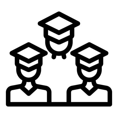 Mezuniyet gününü mezuniyet şapkası ikonuyla kutlayan üç mezun.