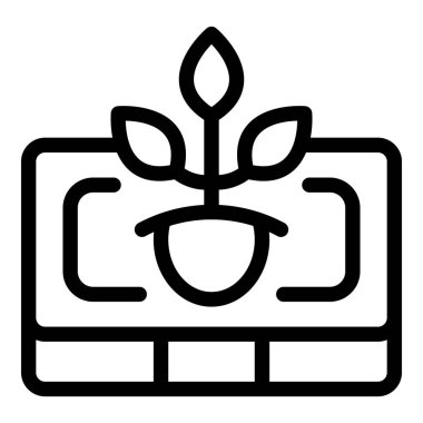 Yatırım büyümesini sembolize eden para faturasından büyüyen bir bitkinin çizgi sanat simgesi