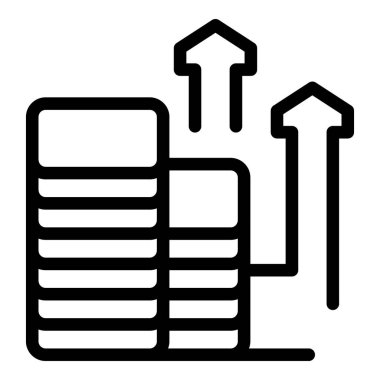 Veri depolama kapasitesini artırma kavramını temsil eden büyüyen sabit disklerin siyah beyaz simgesi